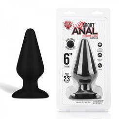 Hustler Anal Silicone Butt Plug 6 inches Black Adult Toy