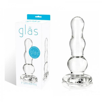 Glass Butt Plug 4 Inches Clear by Electric Eel Inc