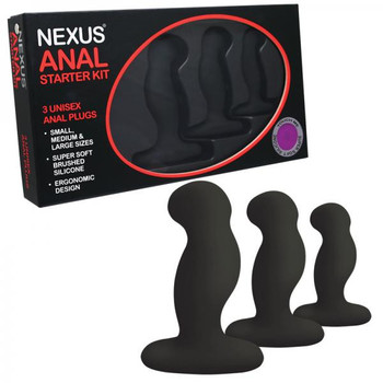 Nexus Anal Starter Kit 3 Plugs Black Sex Toys
