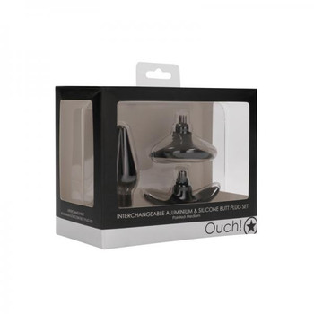 Interchangeable Butt Plug Set - Pointed Medium - Black Best Sex Toys