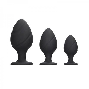 Ouch Swirled Butt Plug Set Black Sex Toy