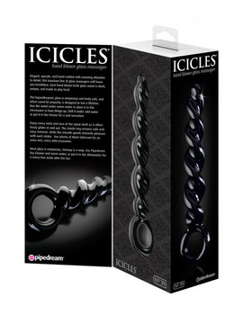 Icicles Hand Blown Glass #39 Black Probe Sex Toys