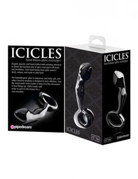 Icicles No 46 Glass Butt Plug Black Adult Sex Toy