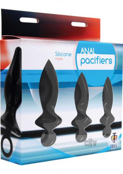 Anal Plug Set 3 Pacifiers Silicone Black Sex Toys