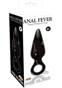 Anal Fever Ass Glass Pleasure Plug Black 5 inches Sex Toy