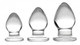 Triplets 3 Piece Glass Anal Plug Kit Clear by XR Brands - Product SKU CNVEF -EXR -AF113