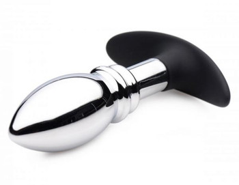 Dark Stopper Metal And Silicone Anal Plug Silver Adult Toys