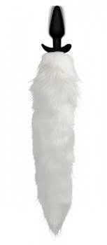 Vibrating White Fox Tail Slender Anal Plug by XR Brands