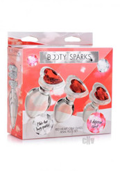 Booty Spark Red Heart Gem Glass Plug Set