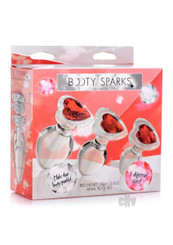 Booty Spark Red Heart Gem Glass Plug Set by XR LLC