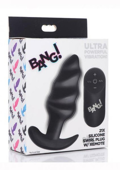Bang 21x Vibe Swirl Plug W/remote Black Adult Sex Toy