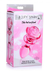 Booty Sparks Pink Rose Glass Plug Md