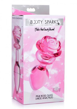 Booty Sparks Pink Rose Glass Plug Lg Sex Toy