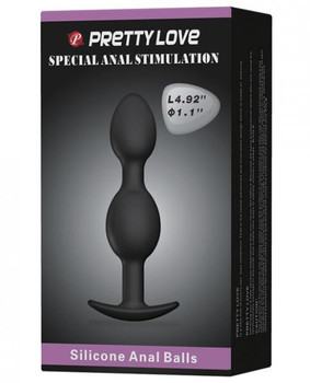 Pretty Love 4.92 inches Silicone Anal Plug with Ball Black Adult Sex Toy