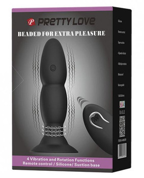 Pretty Love Remote Control Beaded Plug 4 Function Black Adult Sex Toys