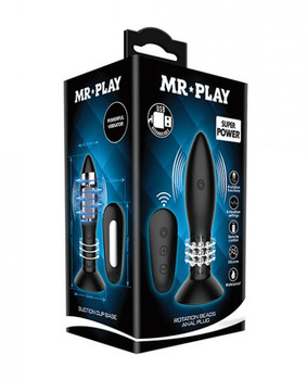 Mr. Play Rotating Bead Butt Plug - Black Sex Toy