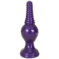 The King Ribbed Tip Anal Plug Purple by Curve Toys
