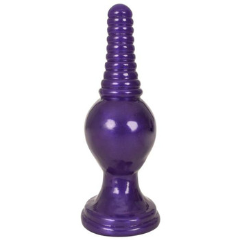 The King Ribbed Tip Anal Plug Purple by Curve Toys