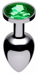Jewel Butt Plug Silver Emerald End by XR Brands