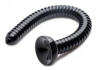 Hosed Ribbed 19 Inches Anal Dildo Black by XR Brands