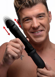 8x Auto Pounder Vibrating And Thrusting Dildo With Handle - Black Adult Sex Toy