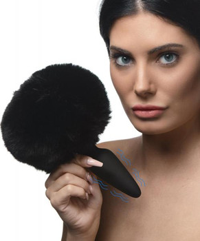Large Vibrating Anal Plug With Interchangeable Bunny Tail - Black by XR Brands