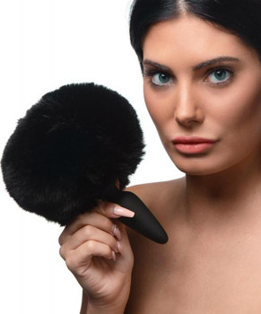 Small Anal Plug With Interchangeable Bunny Tail - Black by XR Brands