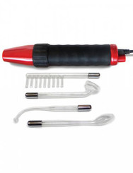 Neon Wand Red Handle Purple Electro Stimulator by Kinklab