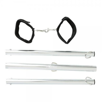 Expand Spreader Bar & Cuffs Set Aluminum Silver by Sportsheets