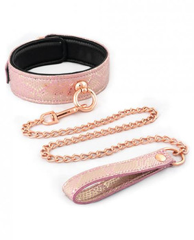 Collar & Leash Microfiber Pink Snake Print Leather Lining Adult Toy