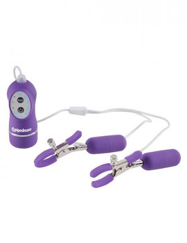 Fetish Fantasy Vibrating Nipple Clamps Purple by Pipedream Products