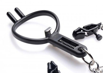 Degraded Mouth Spreader With Nipple Clamps Black Best Sex Toys