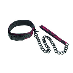 Scandal Collar With Leash Red Black O/S by Cal Exotics