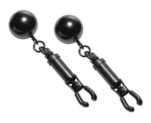 Black Bomber Nipple Clamps Ball Weights Sex Toys