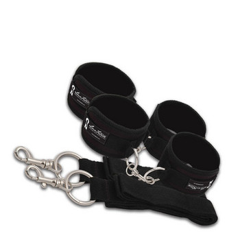 Lux Fetish Bed Spreader 7 Piece Restraint System Black by Electric Eel Inc