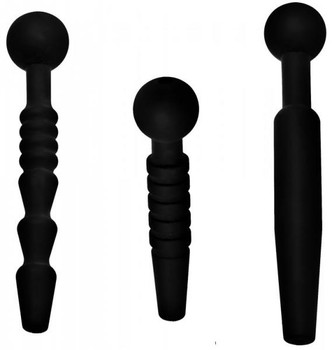 Dark Rods 3 Piece Silicone Penis Plug Set Black Adult Toys