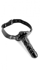 Deluxe Ball Gag With Dildo - Black Adult Toys