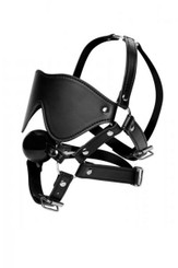 Strict Eye Mask Harness With Ball Gag Black by XR Brands