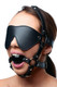 XR Brands Strict Eye Mask Harness With Ball Gag Black - Product SKU XRAE909