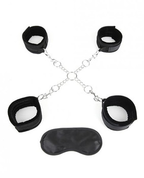 Deluxe Chain Hogtie, 4 Universal Soft Restraint Cuffs Adult Toys