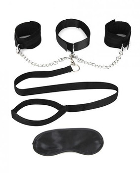Lux Fetish Collar, Cuffs & Leash Set Black Best Sex Toy