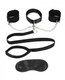 Lux Fetish Collar, Cuffs & Leash Set Black by Electric Eel Inc