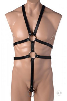 Male Full Body Harness Black Leather Adult Toys