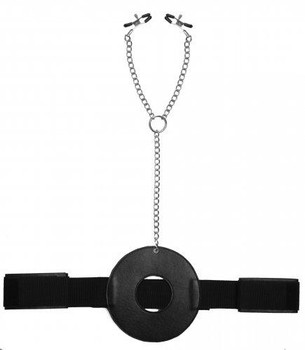 Detained Restraint System With Nipple Clamps Adult Sex Toys
