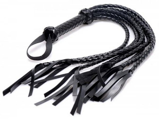 Strict 8 Tail Braided Flogger Black Leat by XR Brands