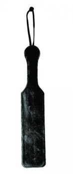 Fur Lined Leather Paddle Black Adult Toy