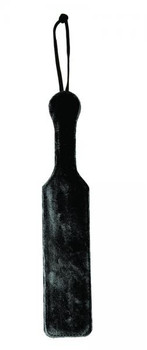 Fur Lined Leather Paddle Black by Sportsheets