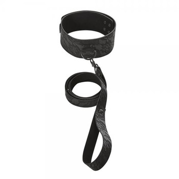 Sincerely Locking Lace Collar & Leash Black Adult Toys