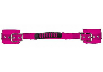 Ouch Adjustable Leather Handcuffs Pink by Shots Toys
