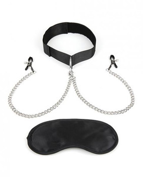 Lux Fetish Collar & Nipple Clamps Adjustable Pressure by Electric Eel Inc